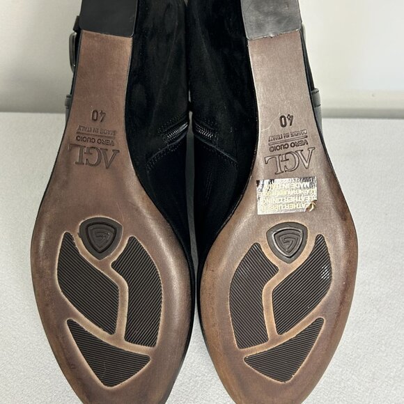 AGL Attilio Giusti Leombruni Double Buckle Leather Wedge Bootie in Black- Sz 9.5 - Picture 7 of 10